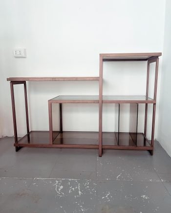 Etagere in ottone e vetro fumè