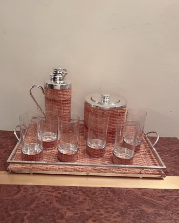 Set da aperitivo in rattan e argento