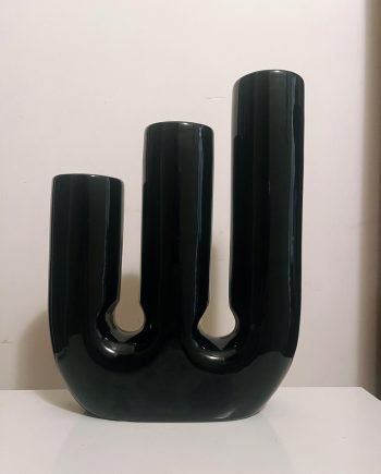 Vaso artistico in ceramica smaltata nera