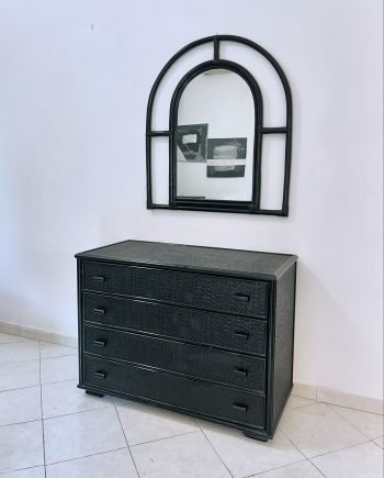 Cassettiera con specchio in Bambù e rattan