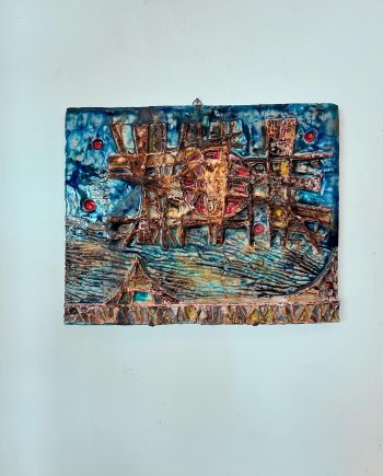 Grande quadro astratto in ceramica smaltata