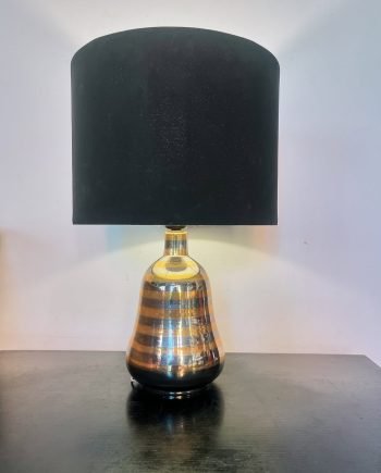 Lampada in ceramica a strisce oro e argento