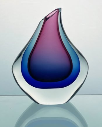 Vaso artistico in vetro sommerso di Murano