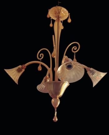 Lampadario in vetro di Murano Vittorio Zecchin per MVM Cappellin